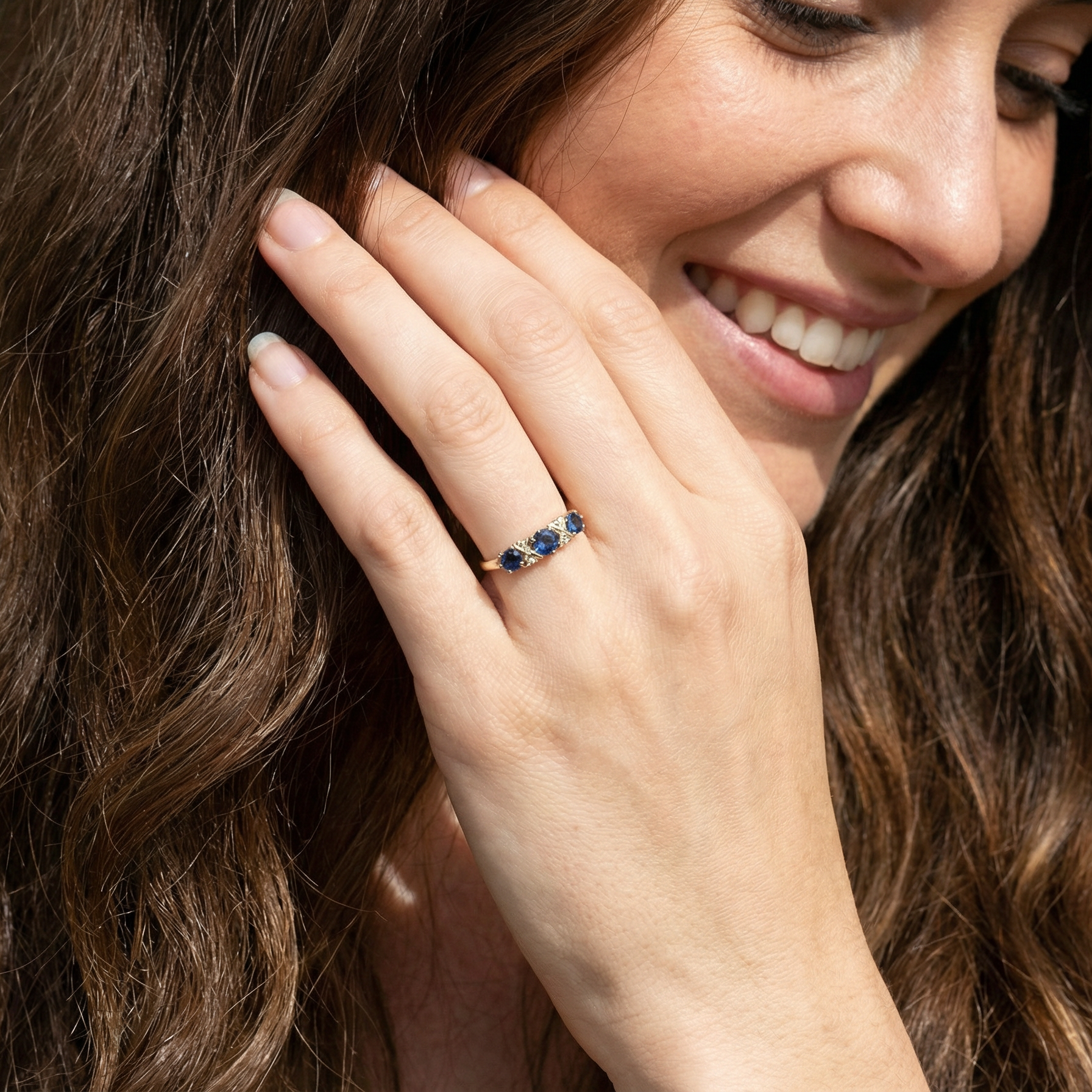 model A lovely ring from the turn of the 19th century. Set with impressive round sapphires,