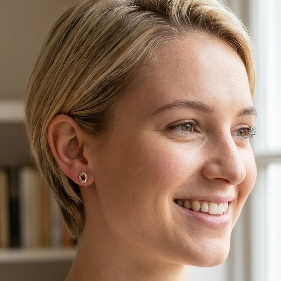 model A pair of 9 carat gold earrings.
Centre stone an marquise cut ruby, 5x3mm