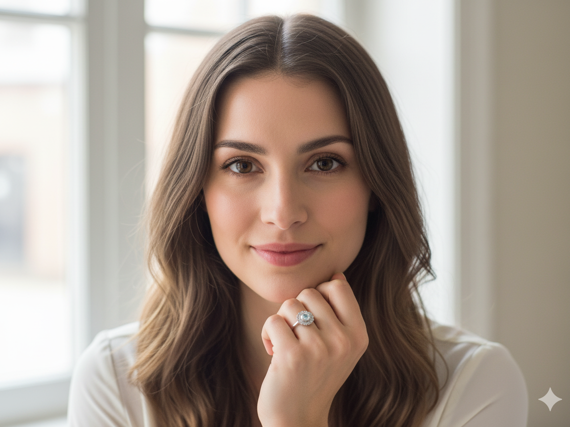 An aquamarine engagement Ring