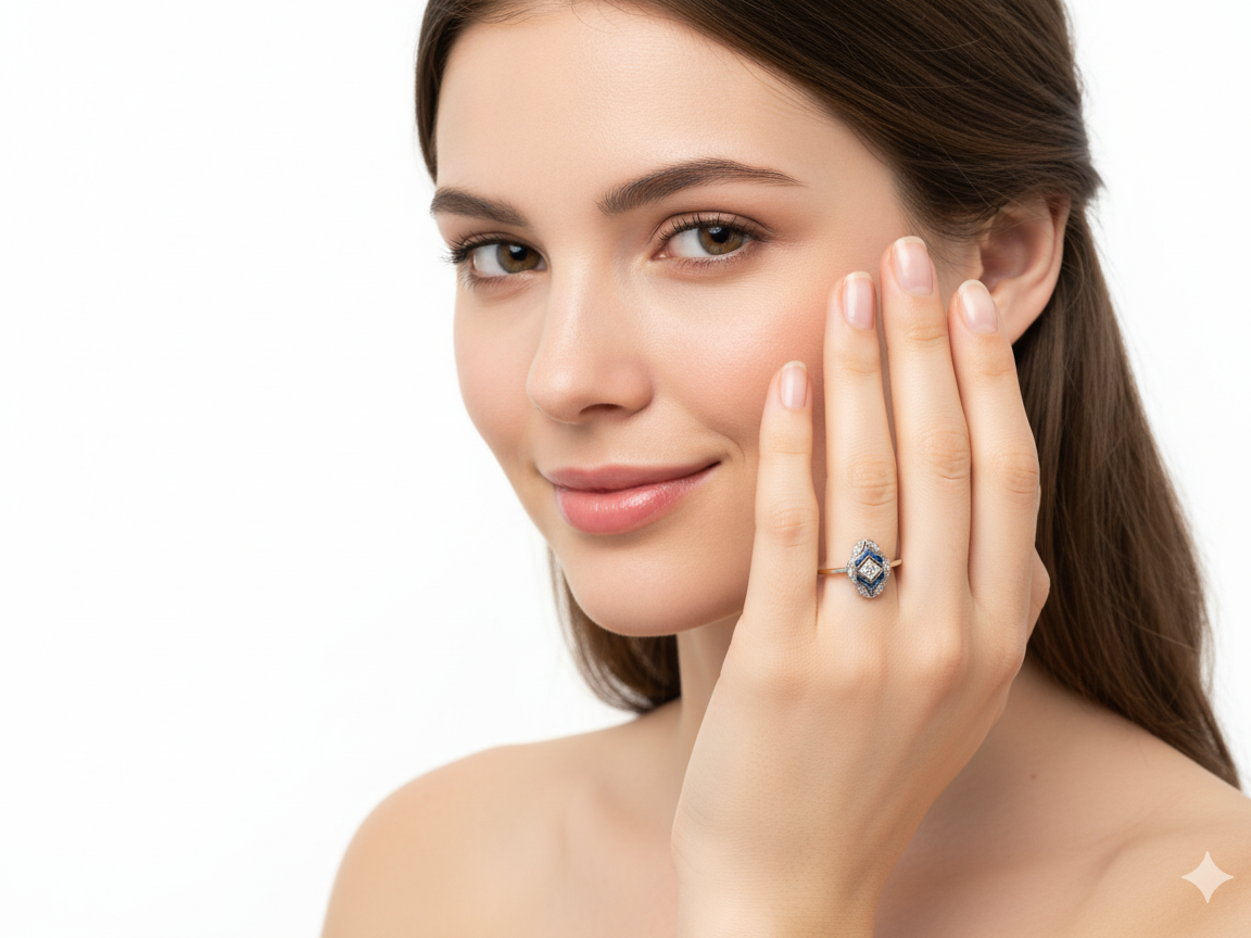 An Art Deco Diamond and Sapphire Cluster Ring (1920-1930)