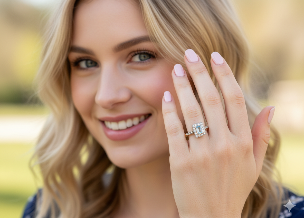 An Early 20th Century Aquamarine and Diamond Cluster Ring