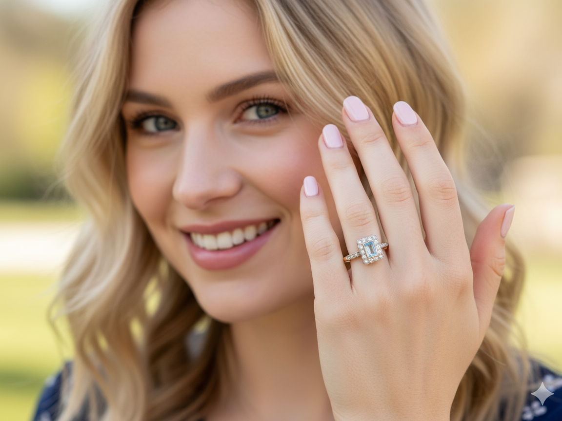An Early 20th Century Aquamarine and Diamond Cluster Ring