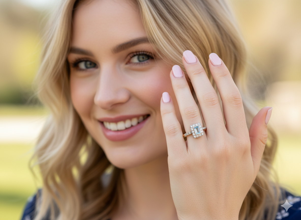 An Early 20th Century Aquamarine and Diamond Cluster Ring