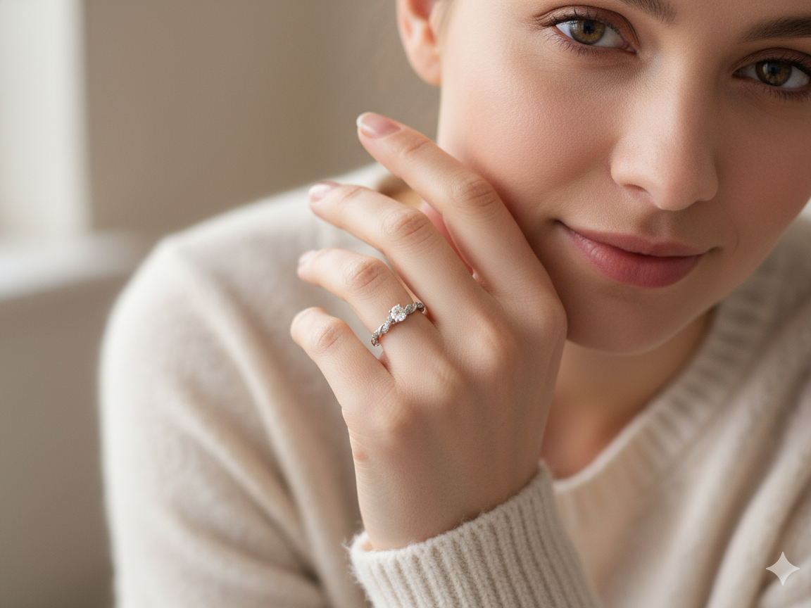 An Elegant 9 carat White Gold Diamond Solitaire Ring