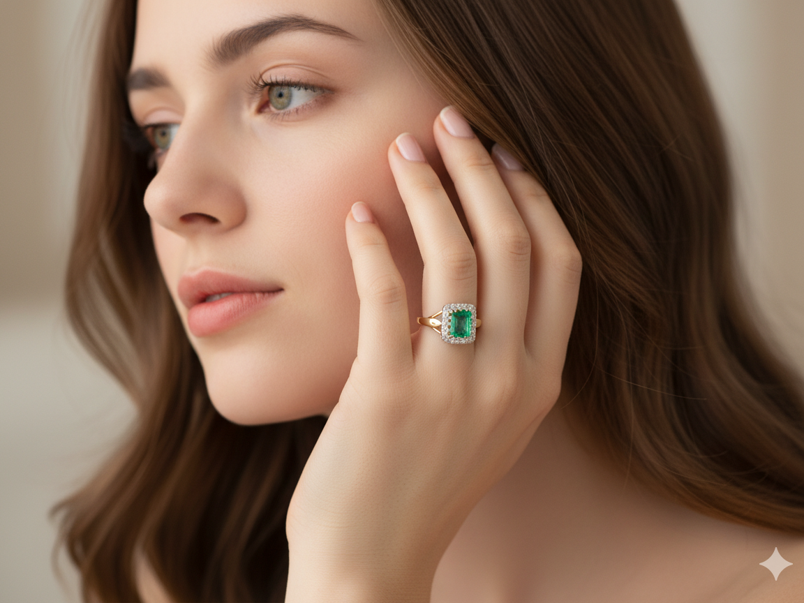 An Emerald and Diamond Cluster Ring, Circa 1950–1960