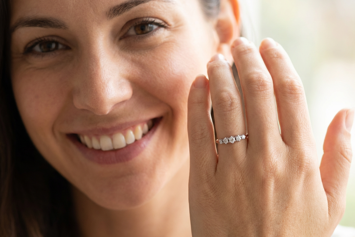model An antique five-stone ring dating from the early 20th century,