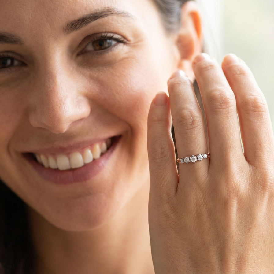 model An antique five-stone ring dating from the early 20th century,