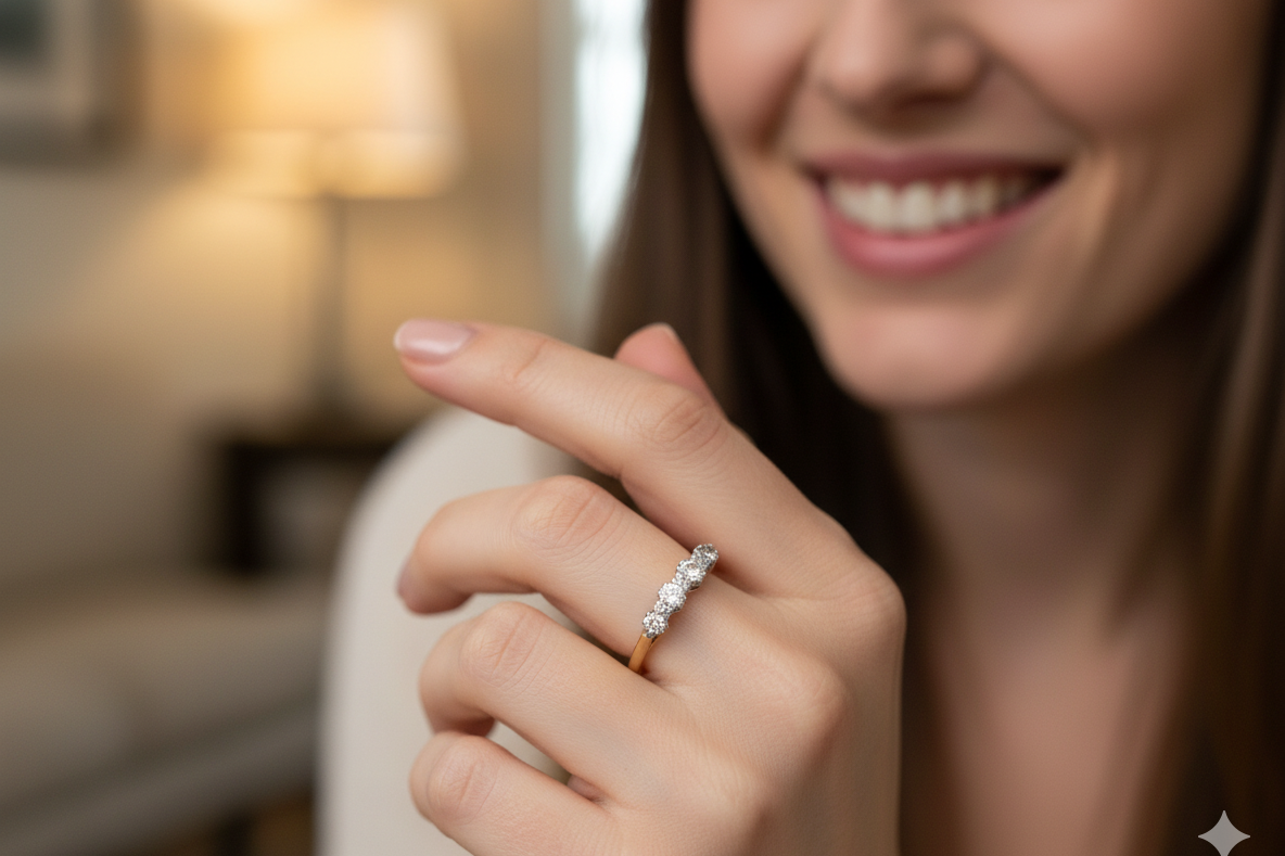 model An early 20th century ring set with diamonds.
