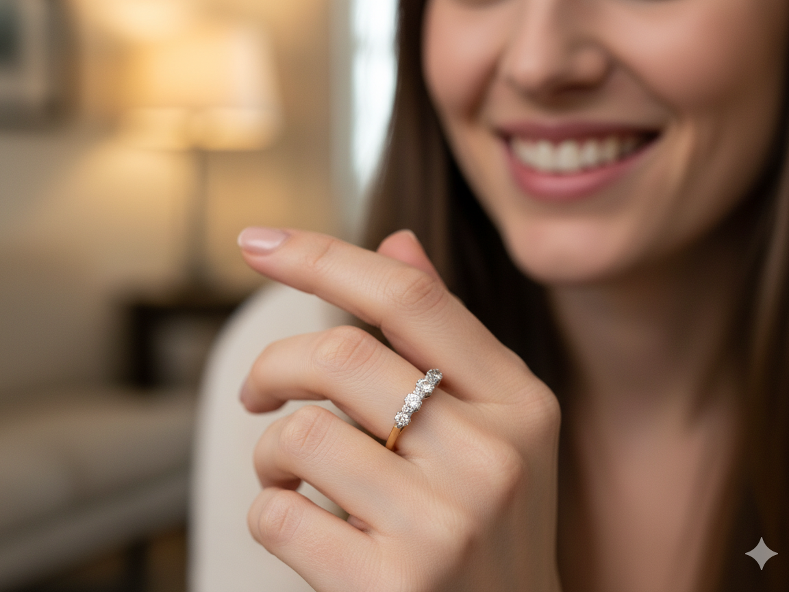 model An early 20th century ring set with diamonds.