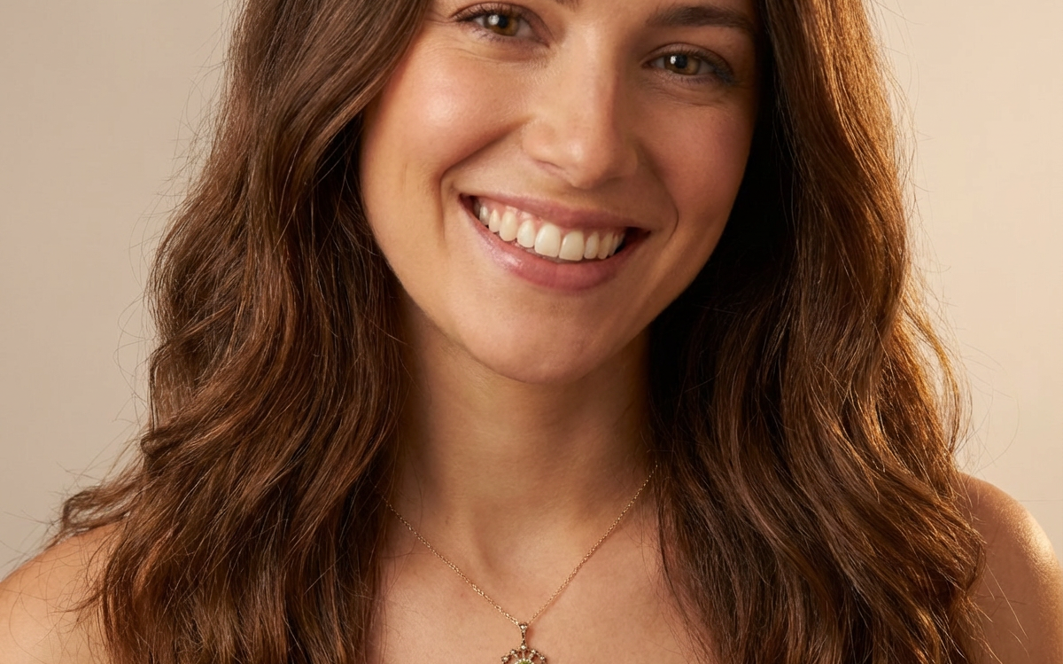 model This exquisite piece features a 6mm peridot at its centre, framed by a delicate border of fine seed pearls.