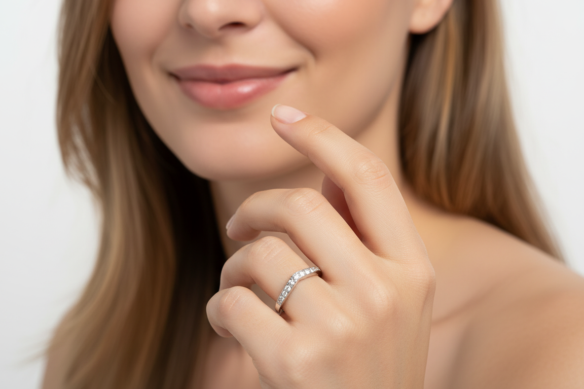 model Wishbone Diamond Eternity Ring