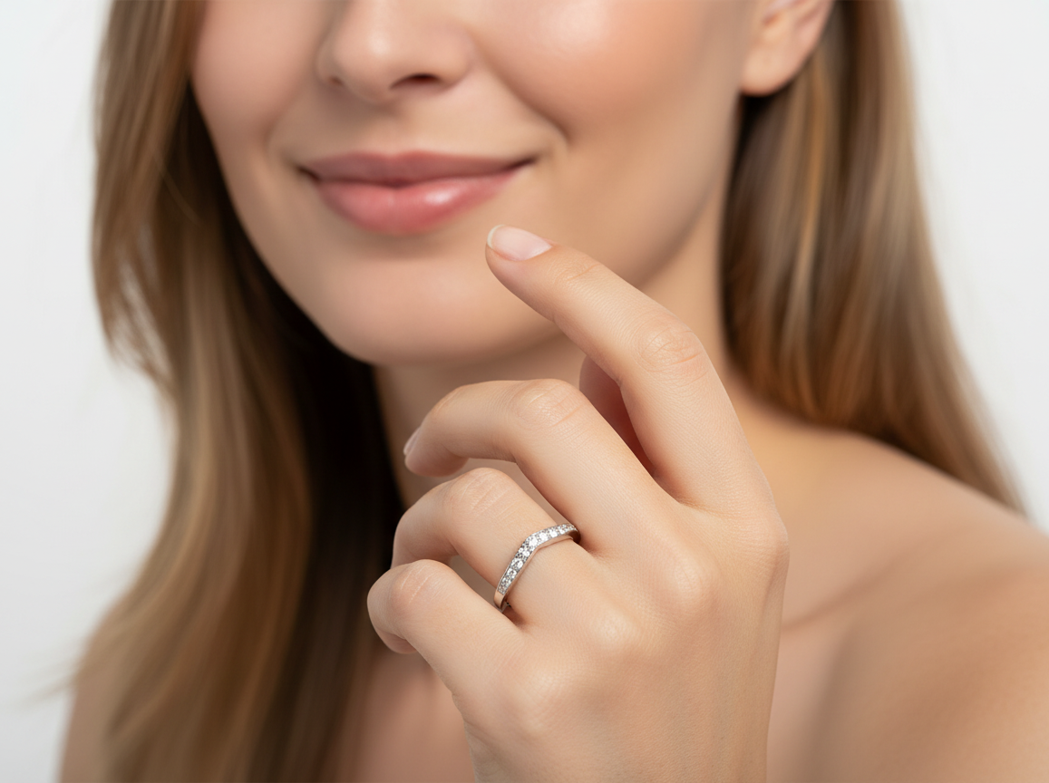 model Wishbone Diamond Eternity Ring