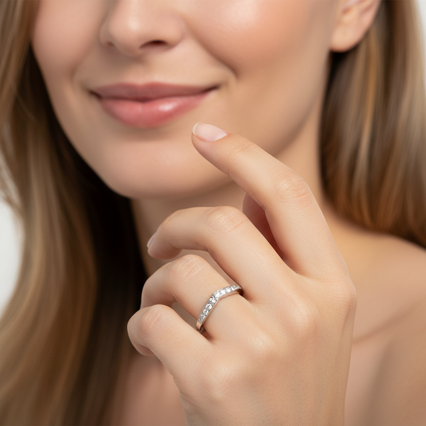 model Wishbone Diamond Eternity Ring