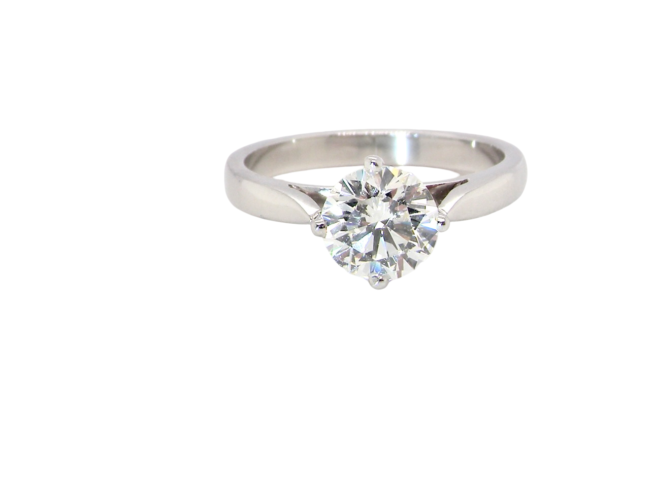 a modern brilliant-cut white diamond.