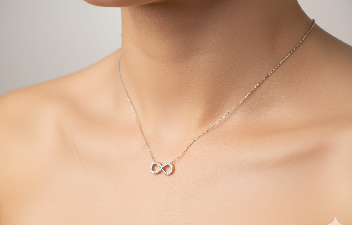 An 18 carat white gold Diamond 'Infinity' pendant