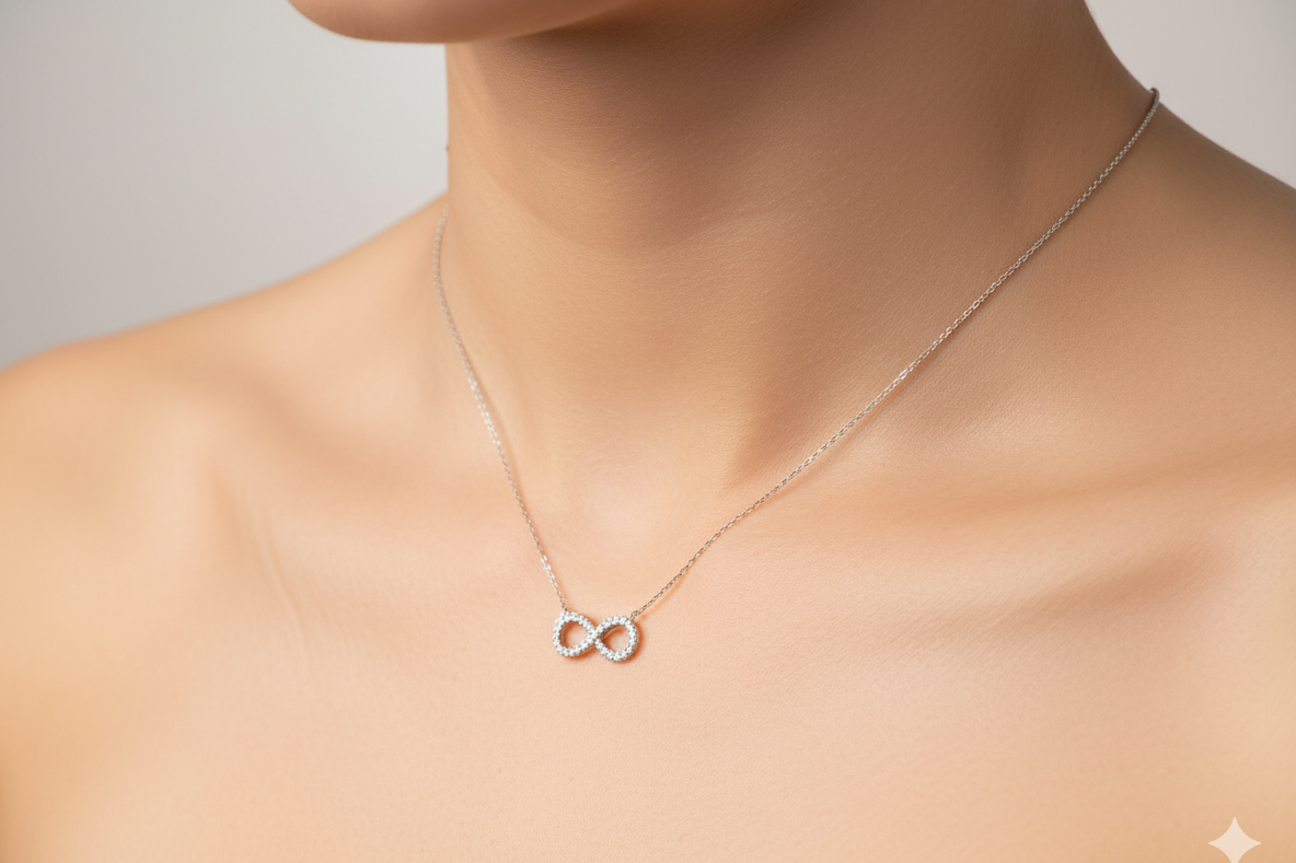An 18 carat white gold Diamond 'Infinity' pendant