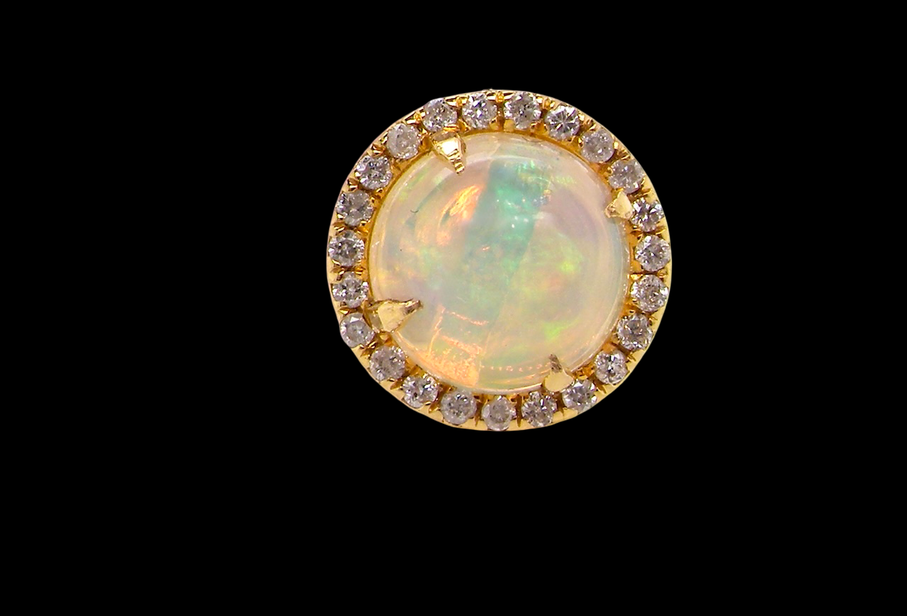 An exquisite pair of opal and diamond earrings