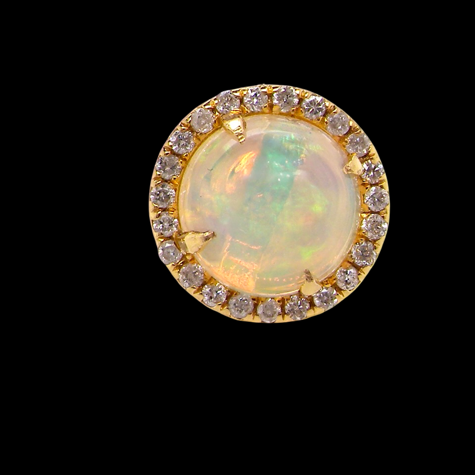 An exquisite pair of opal and diamond earrings