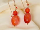 A pair of cornelian drop earrings
