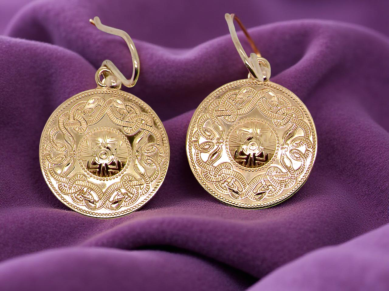 pair of round shaped earrings