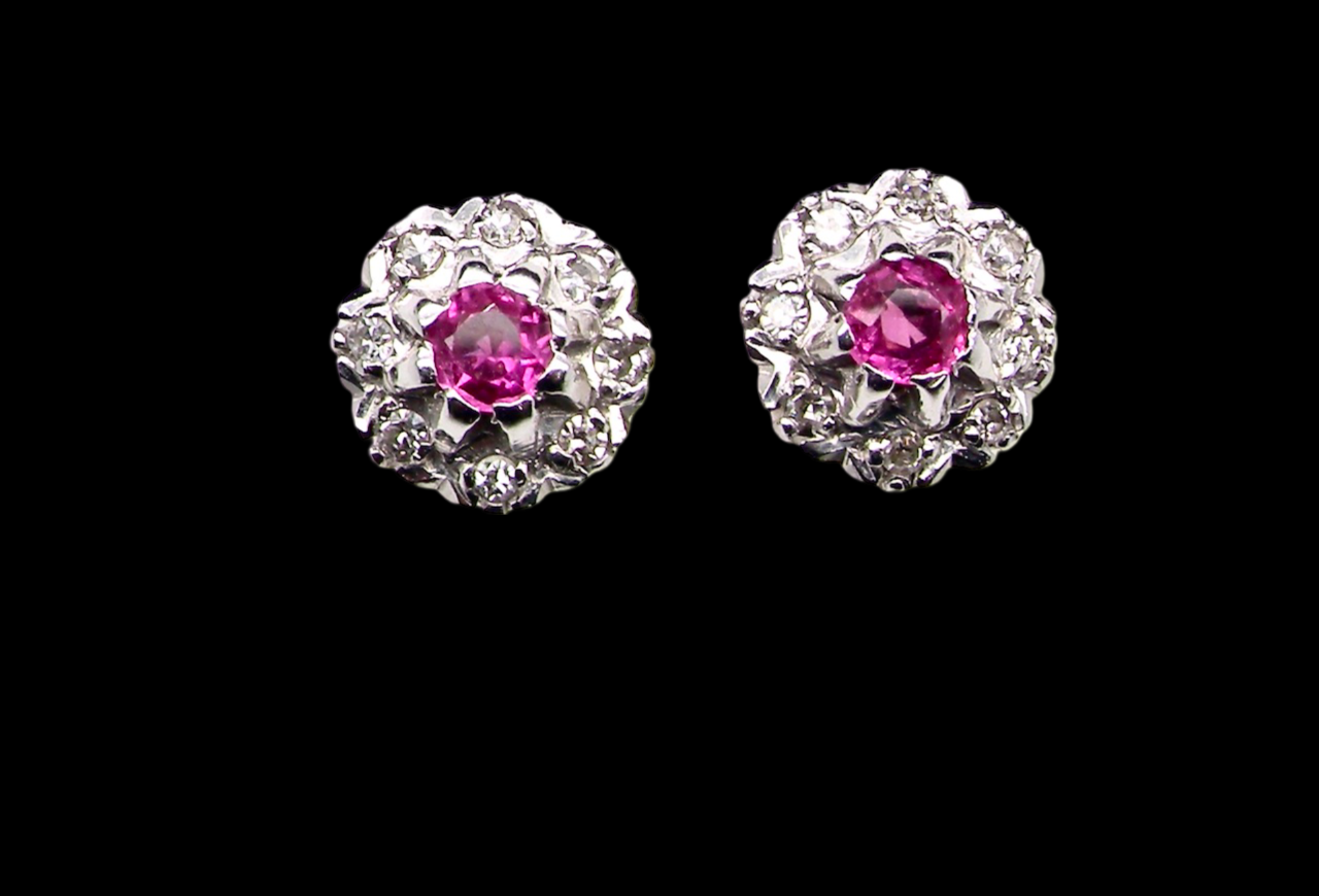 A pair of vintage Ruby and Diamond earrings