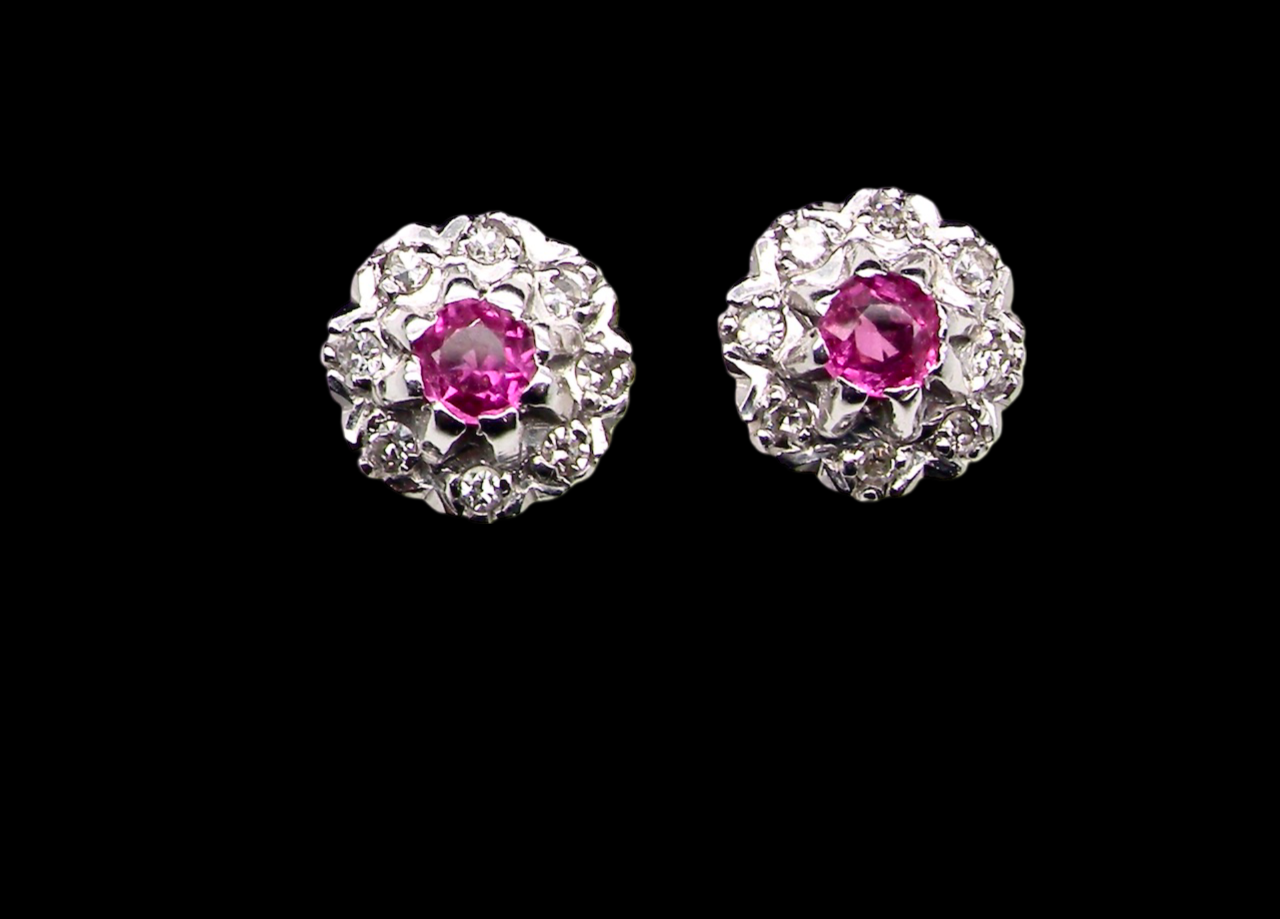 A pair of vintage Ruby and Diamond earrings