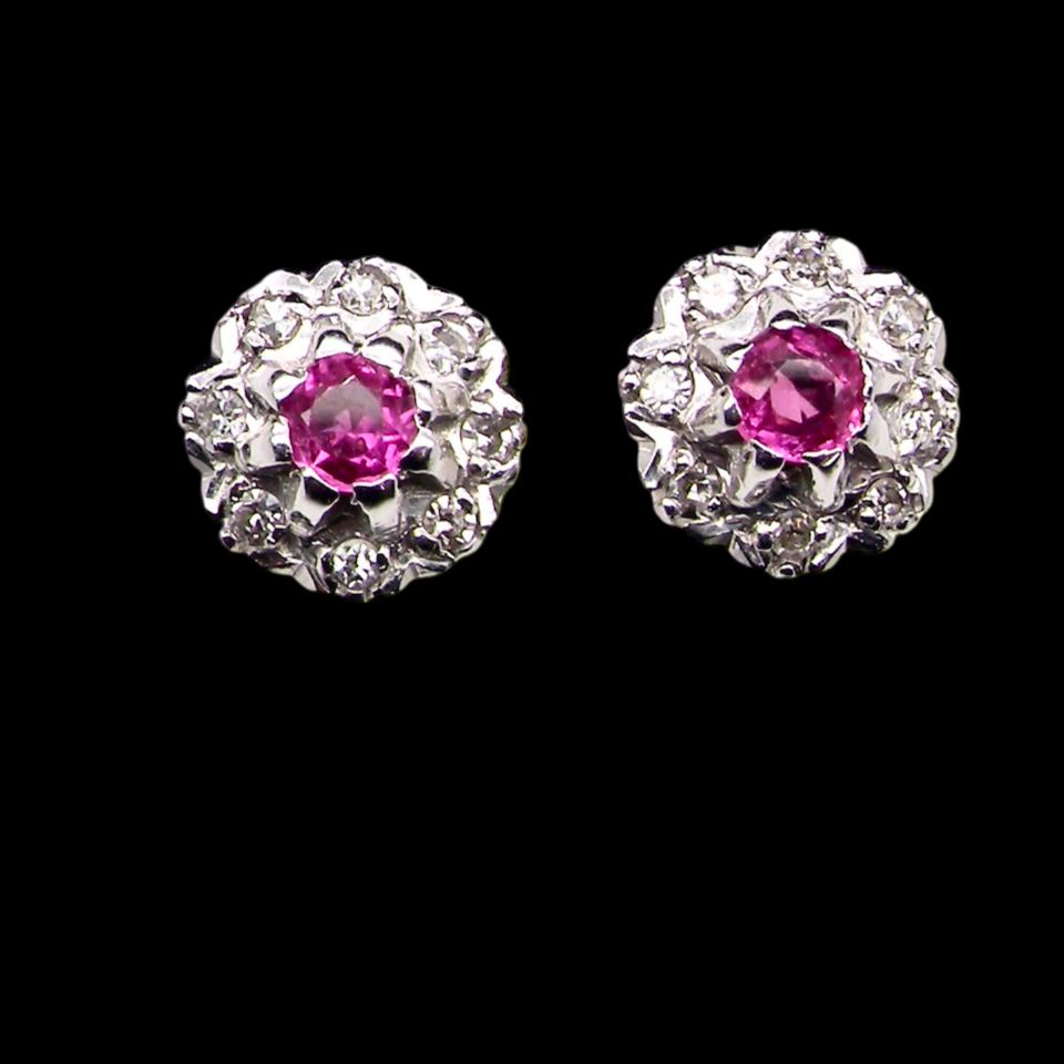 A pair of vintage Ruby and Diamond earrings