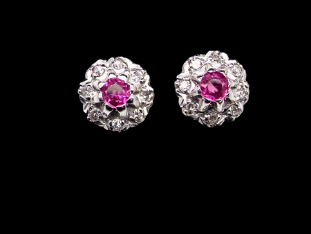 A pair of vintage Ruby and Diamond earrings