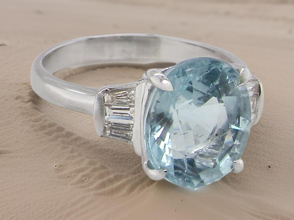 Fine Aquamarine and Diamond ring