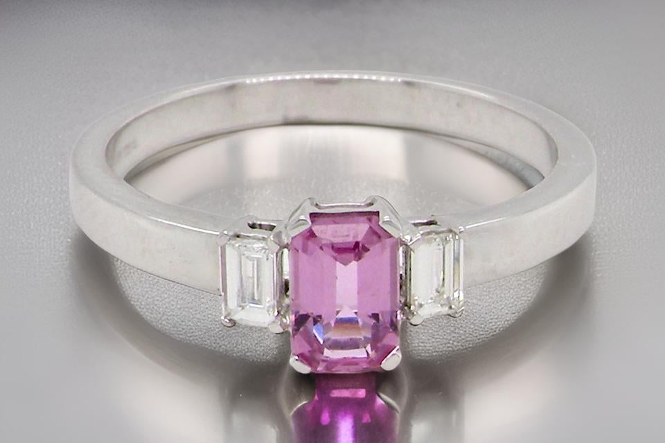 Pink Sapphire and Diamond Ring