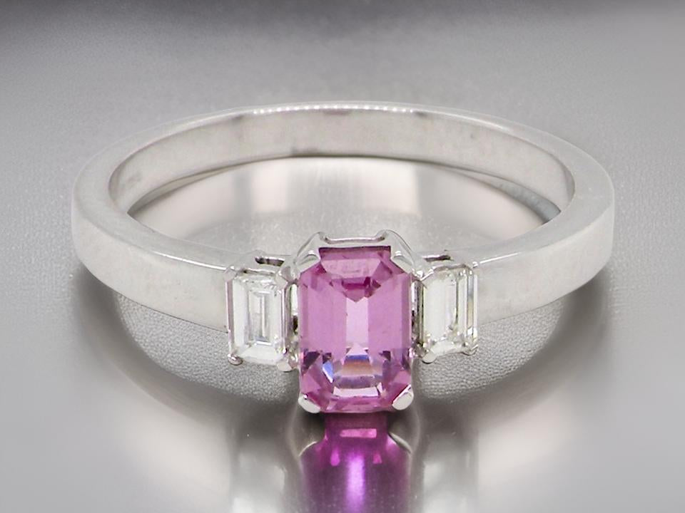 Pink Sapphire and Diamond Ring