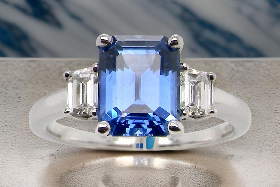 3 stone Sapphire and Diamond Ring