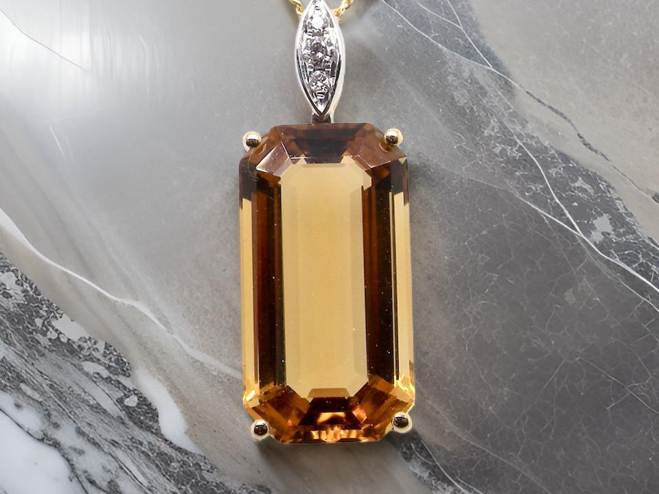 Citrine and Diamond Pendant