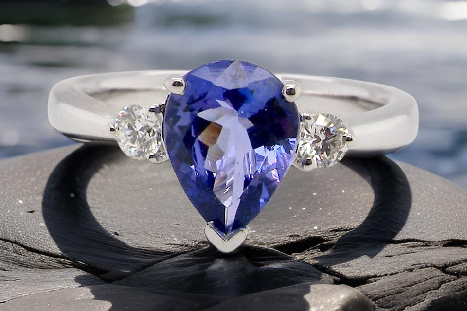 white gold Tanzanite and Diamond Ring