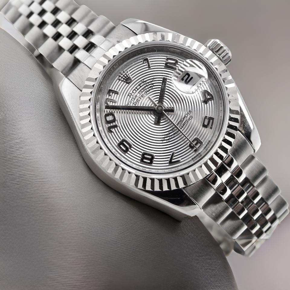 A womans steel Rolex wrist watch