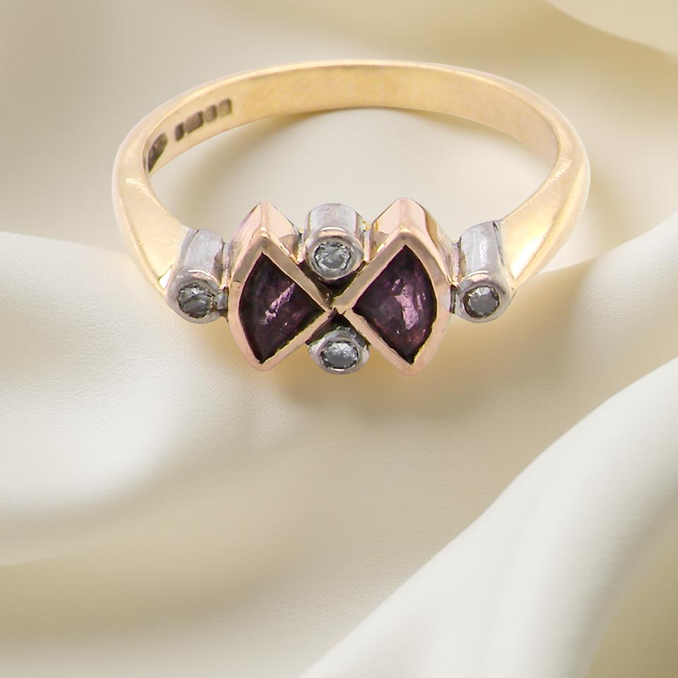 A pink tourmaline and diamond ring