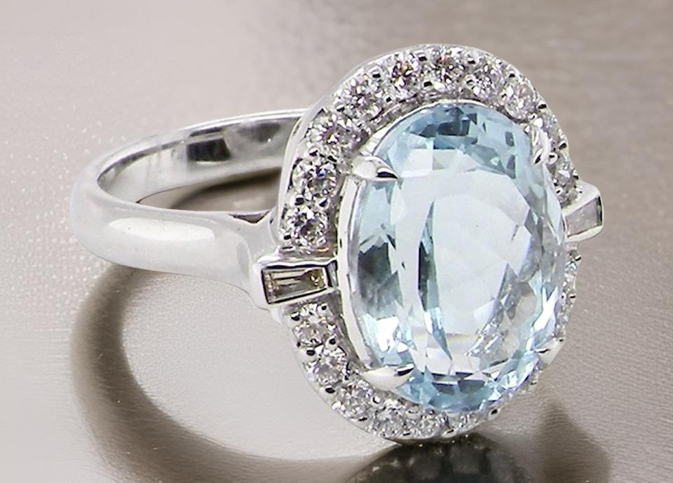 An  Aquamarine and Diamond Ring