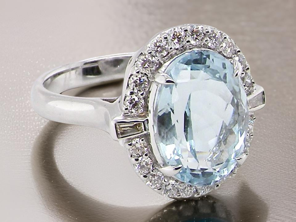 An  Aquamarine and Diamond Ring