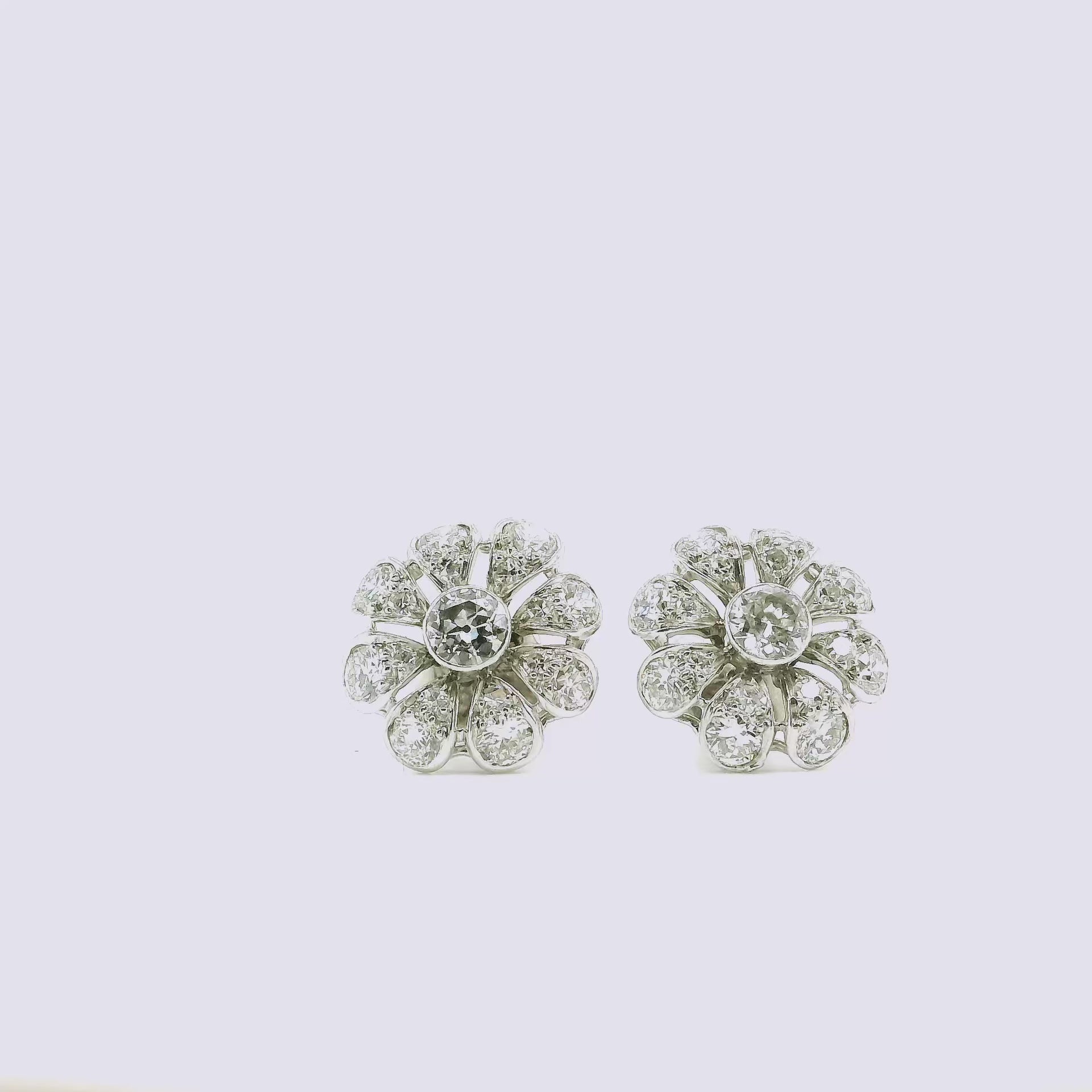 A pair of Art Deco Diamond Cluster Earrings (c.1920–1930)