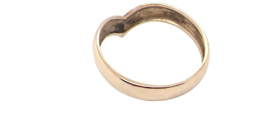 rear A 9 carat gold wishbone shaped ring. Can be worn as a statement piece or as a wedding ring.
