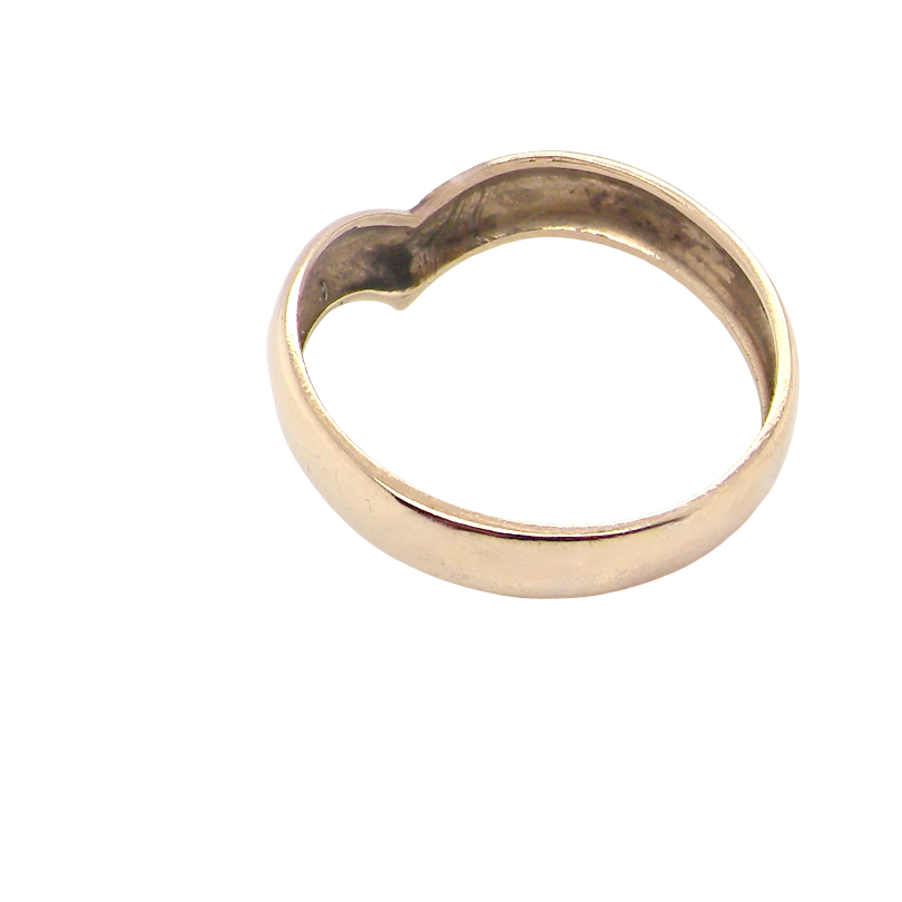 rear A 9 carat gold wishbone shaped ring. Can be worn as a statement piece or as a wedding ring.