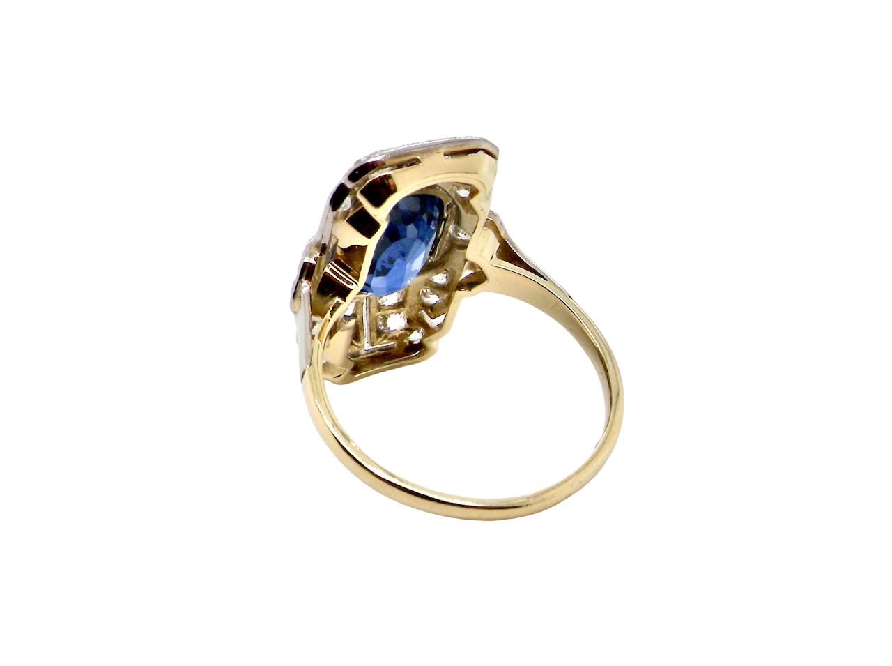 An Art Deco Sapphire and Diamond Plaque Ring