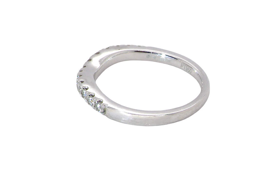rear A Platinum half hoop ring featuring a gently contoured U-shaped centre, designed to allow a cluster or solitaire ring to sit comfortably alongside.