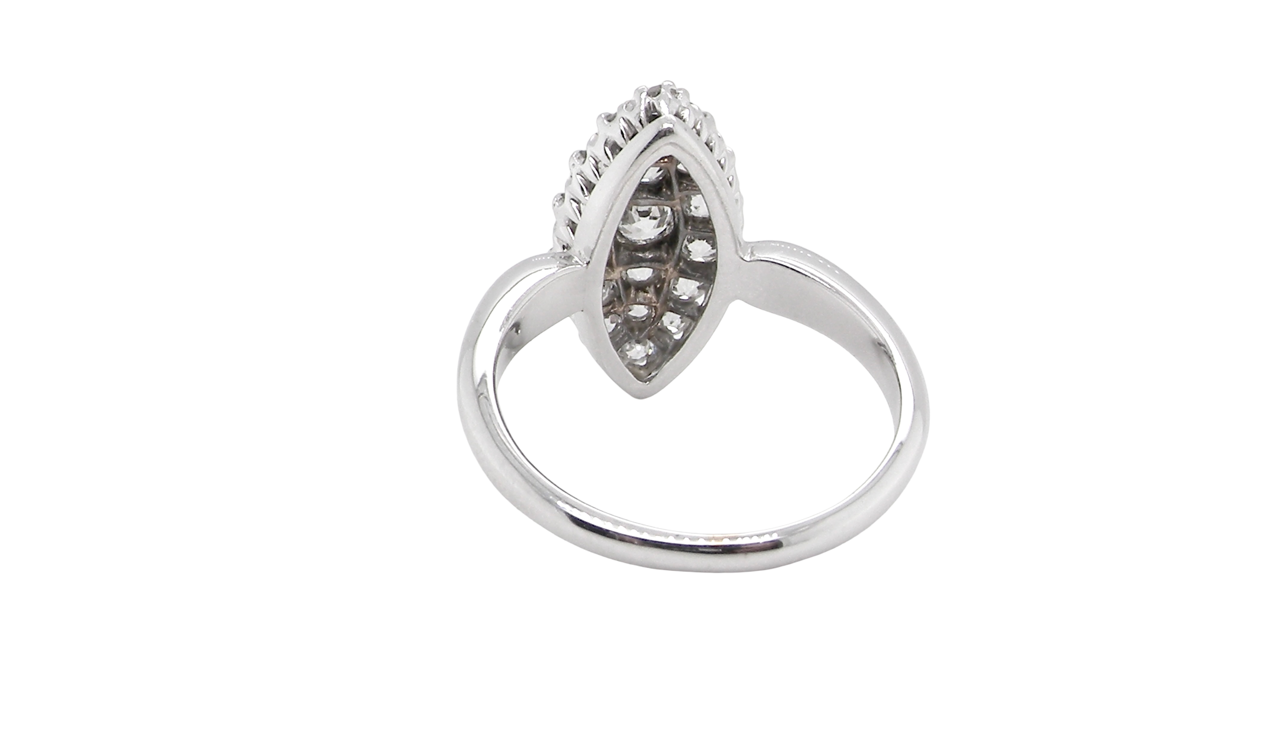 A Marquise Cluster Diamond Ring – 18 carat White Gold (1950s–1960s Vintage)