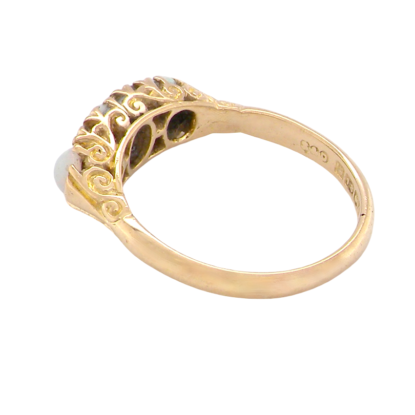 rear A Victorian style opal and diamond ring