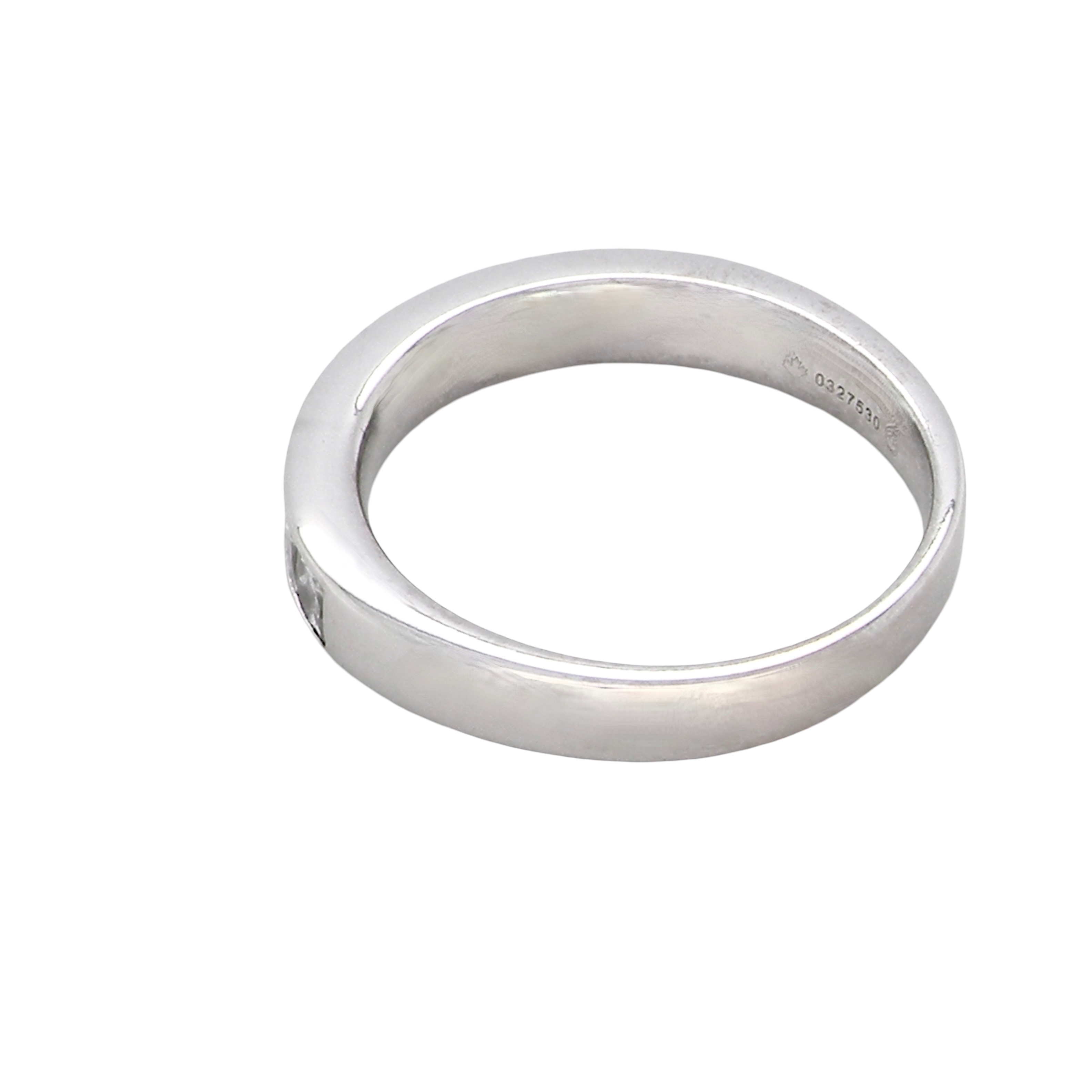 rear A fine 18 carat white gold half hoop eternity ring. Set with ten princess cut white diamonds.
Close set, each 2.5x2.5mm, total one carat
