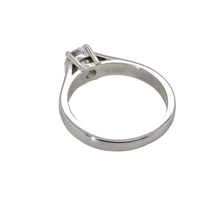 rear A fine solitaire ring, features an exceptional half carat diamond, brilliant cut, colour H-j, clarity VS2-Si1. Measures 5.2mm, depth 5.5mm, weight 4.9grams