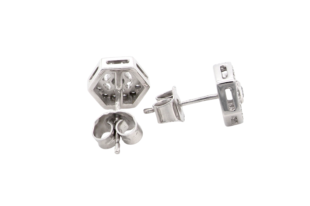 A pair of hexagonal Diamond Earrings