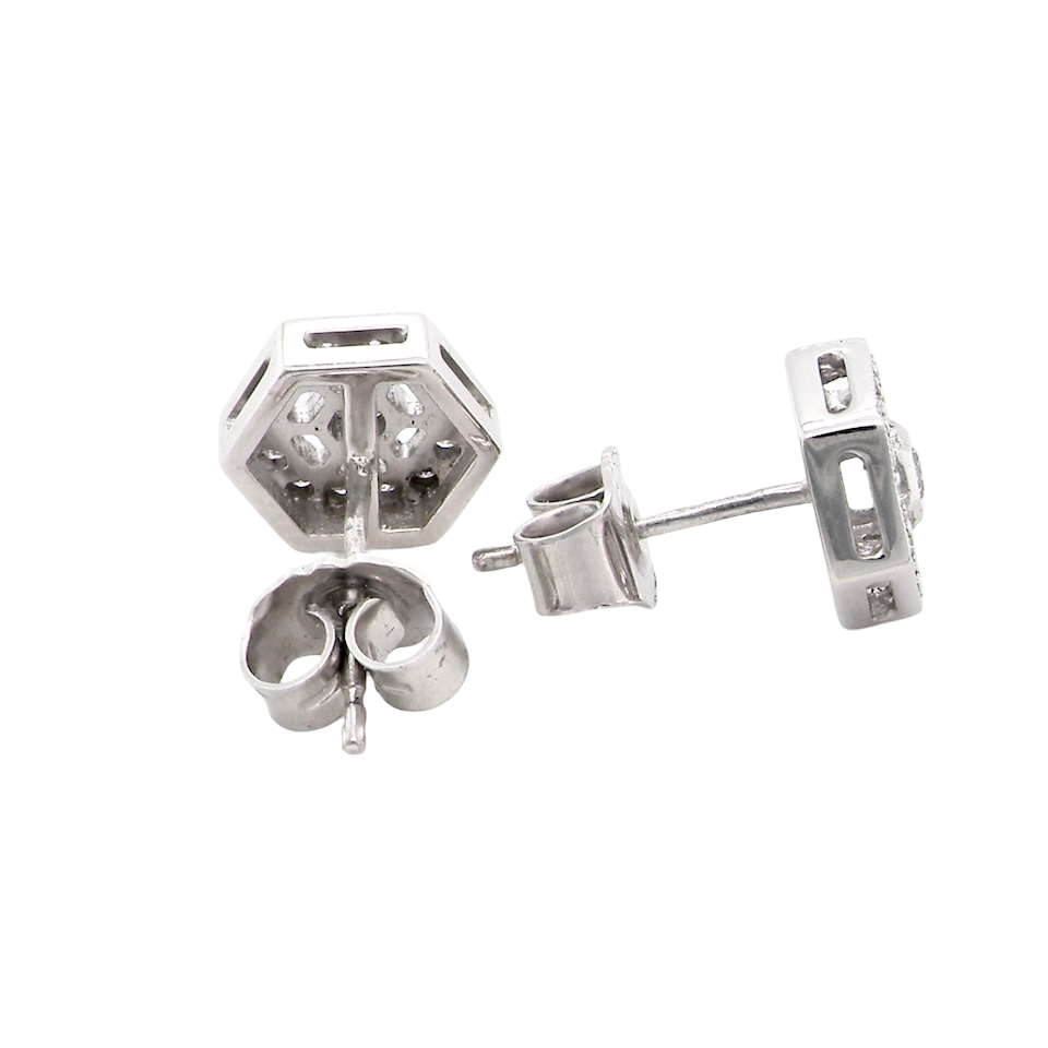 A pair of hexagonal Diamond Earrings