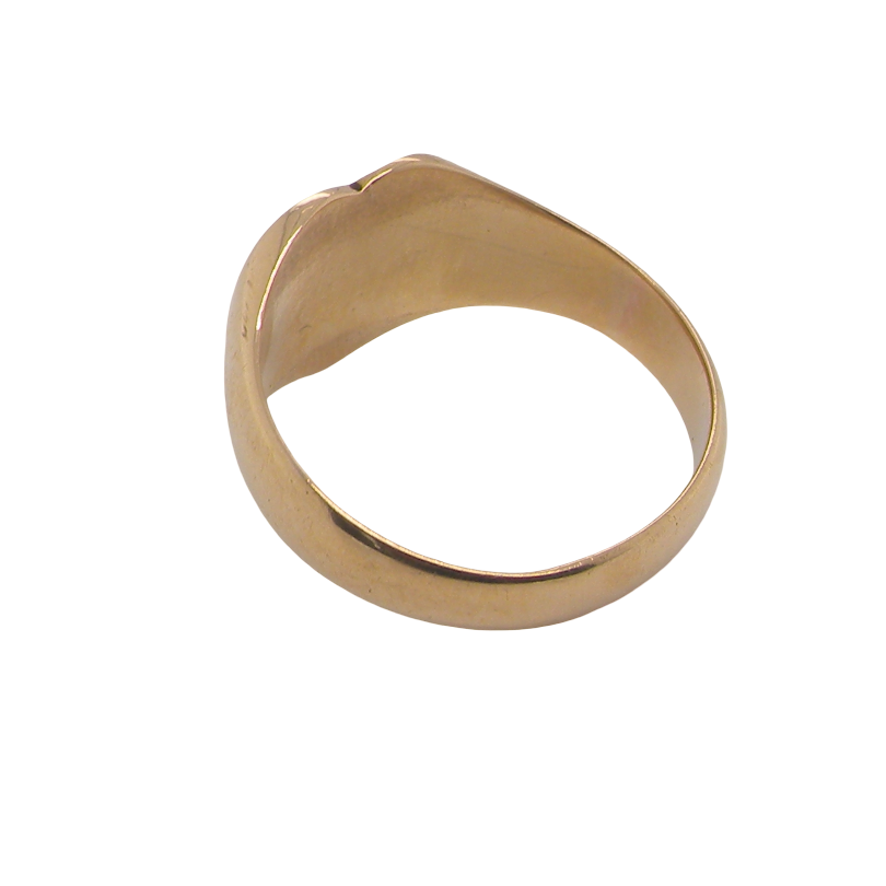 rear A very unusual signet ring, hallmarked in Birmingham in 1900.
The head is heart shaped and measures 11x10mm.